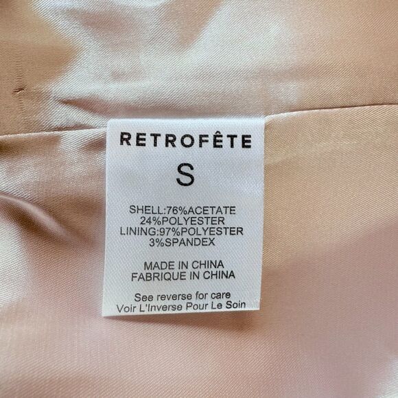 NWT Retrofête Silky Satin One Button Leo Blazer in Dusty Peach Pink Size Small - Picture 10 of 15